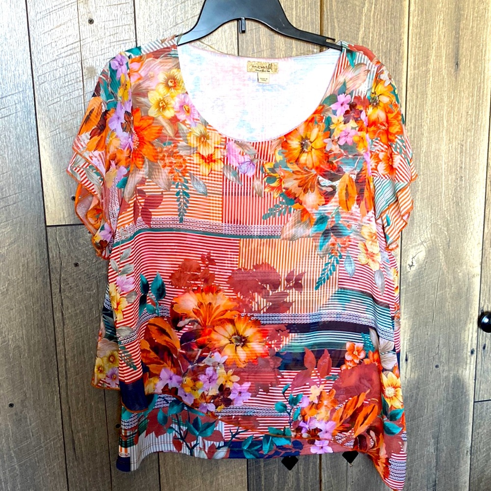 OneWorld Women’s Layered Top. Floral. Size Large